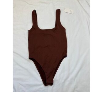 A New Day Women's Seamless Square Neck Bodysuit Brown XSmall